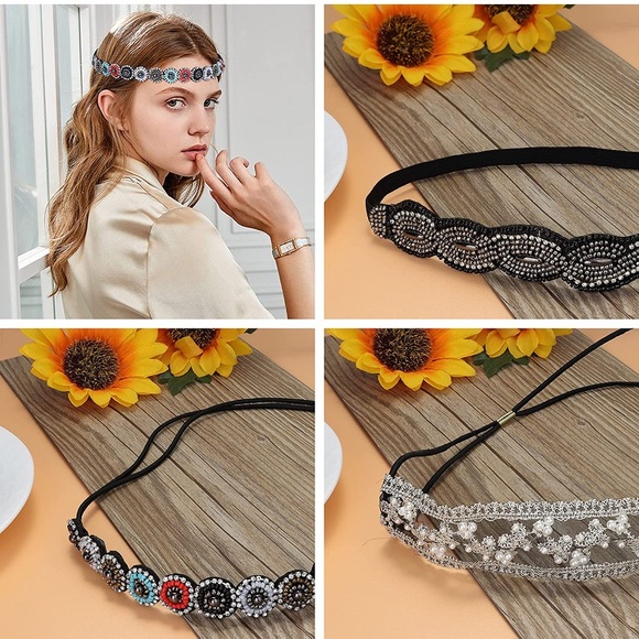 6 Pcs Rhinestone Elastic Headbands - Picture 4 of 6